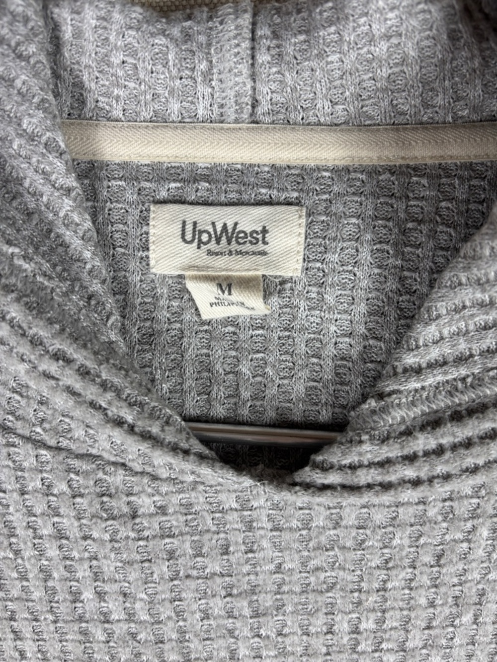 UpWest > Gray Waffle Hooded Sweatshirt Medium - Picture 2 of 10